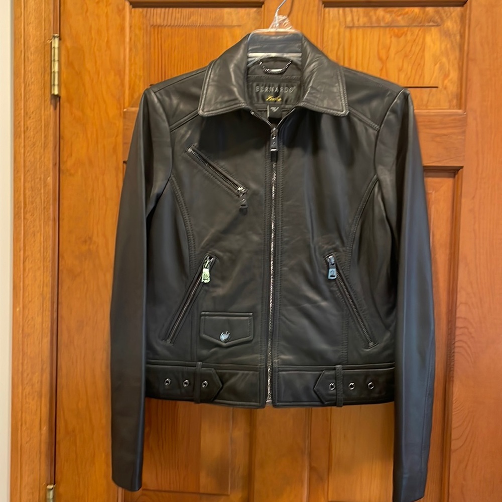 Cropped Leather Jacket - image 1